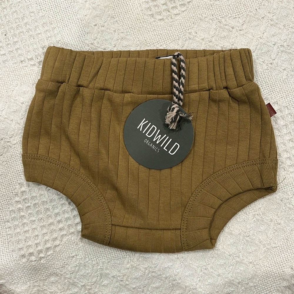 Kidwild organics ribbed olive bloomers